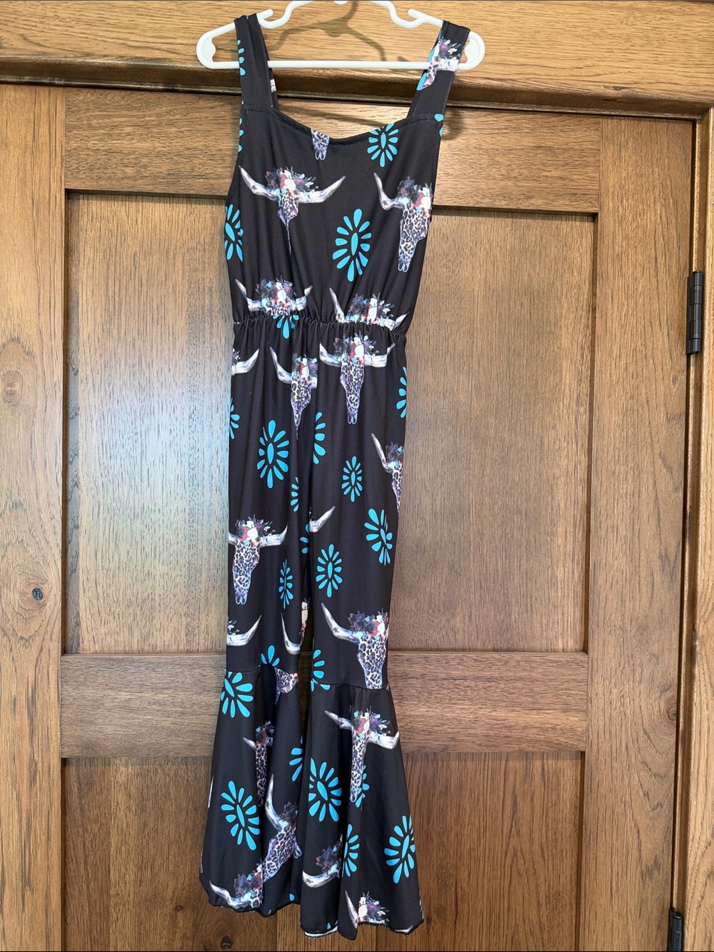 Kids Black Floral Long One-Piece Jumpsuit